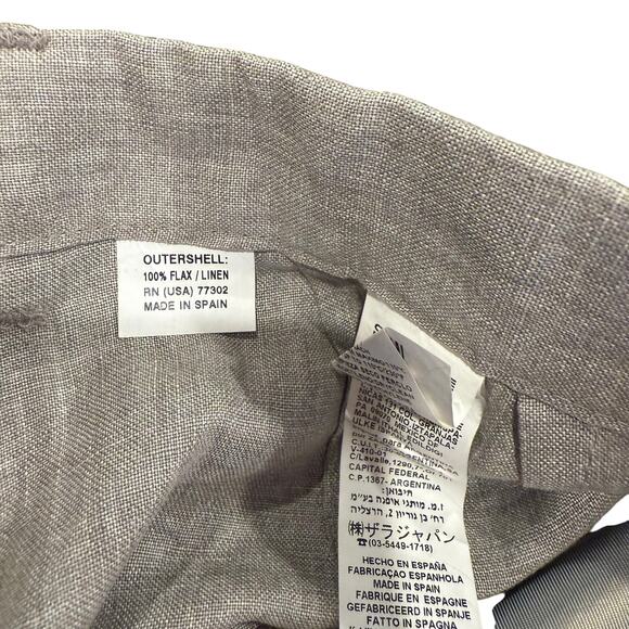 Zara Woman Flax Linen Pants SZ 8 Gray Lined Tie Wide Leg Classy Work Casual - Picture 5 of 7